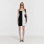 EENK EENK YOOM Stitched Color Block Knit Dress - Black/White
