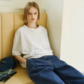OFF AND AWAY Minimal half sweatshirt_white melange