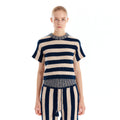 EENK EENK ULLYD Half Sleeve Knit Top - NavyBeige Stripe