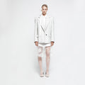 YCH DETACHABLE LACE SILK-BLENDED BLAZER GREY (R25JK2061GY)