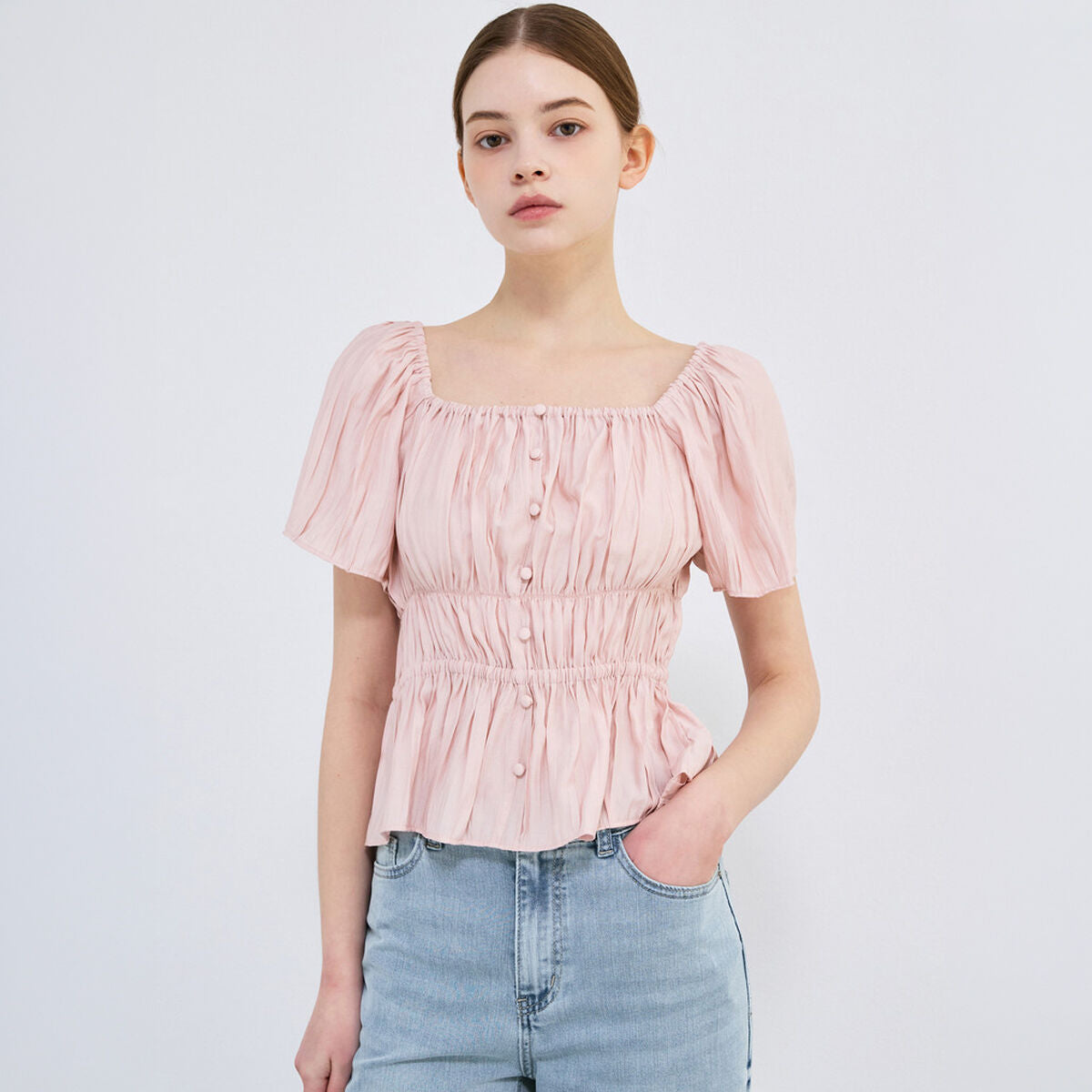 SISTINA Square neck smoking blouse_AWWBLQ21020