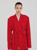 EENK ZABELLE Double-Breasted Coat - Red