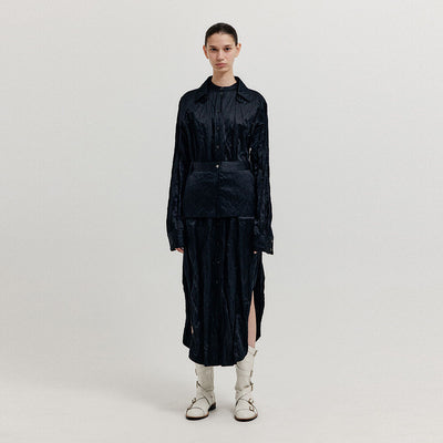 EENK Dress with Separable Collar and Skirt Belt - Black