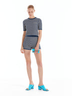 EENK EENK ULTRIX Gingham Knit Shorts - Ivory/Navy