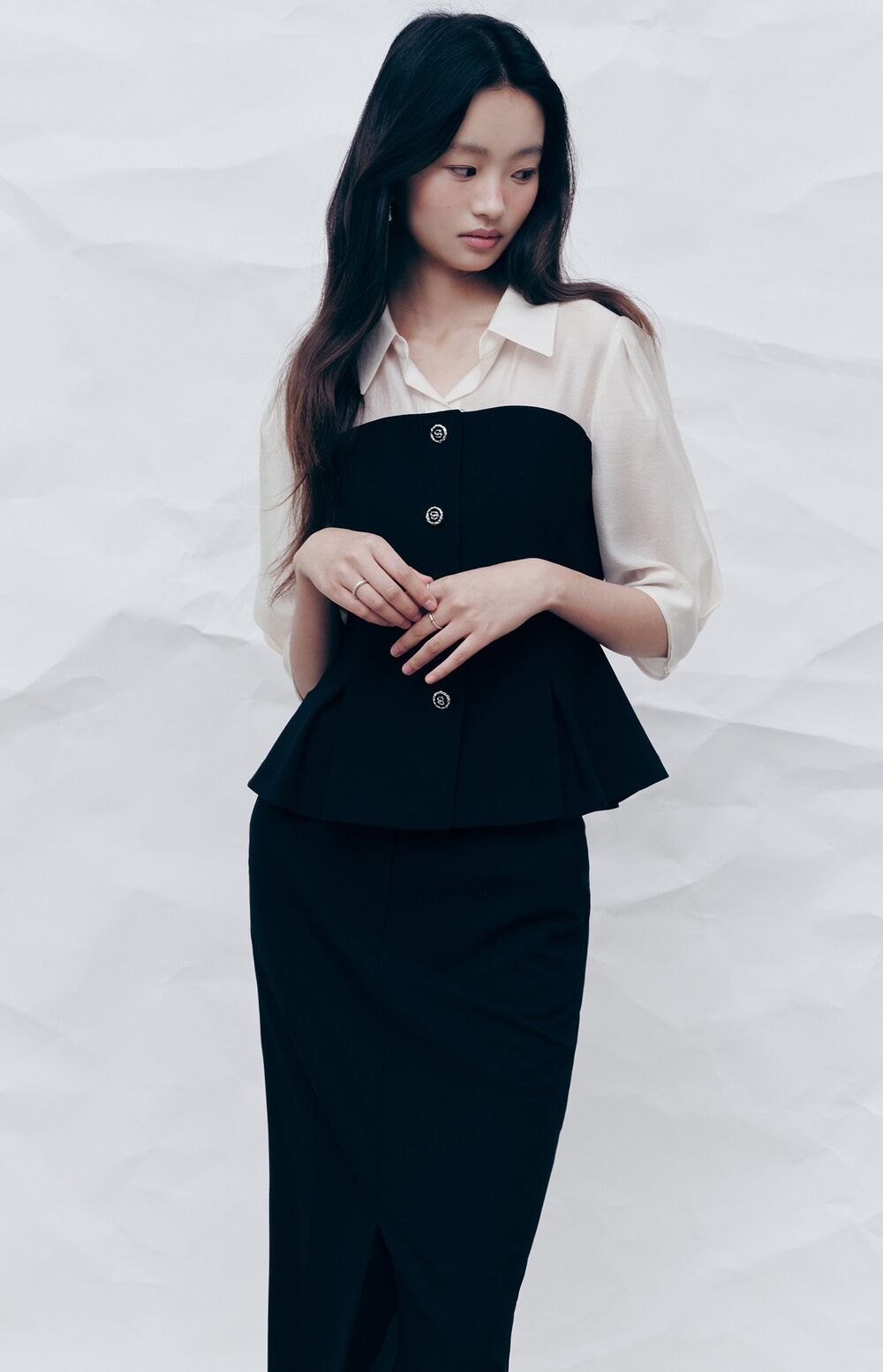 KENNETH LADY [Kenneth Lady] Chris layered blouse ENWBLQE600