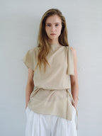 OVBEIGE FLAP SLIT BUTTON BLOUSE_BEIGE_OF2C2XBS01BEG