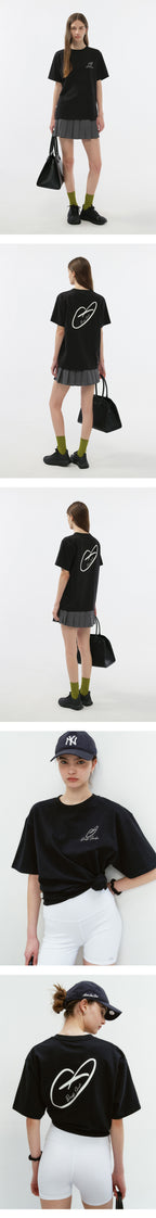 DUNST UNISEX HEART D LOGO T-SHIRT BLACK_UDTS6B140BK