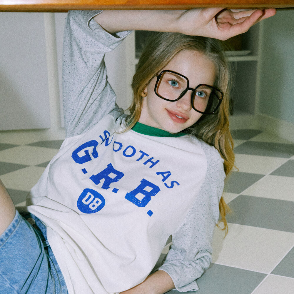 GREENBUTTER Raglan Sleeve Cookie T-shirt (Green/Blue)