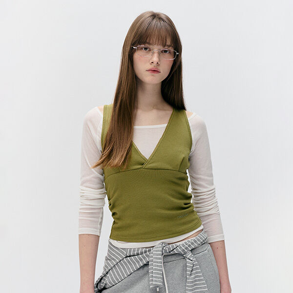 rolarola NUBASIC LAYERED SLEEVELESS SET WH+OL