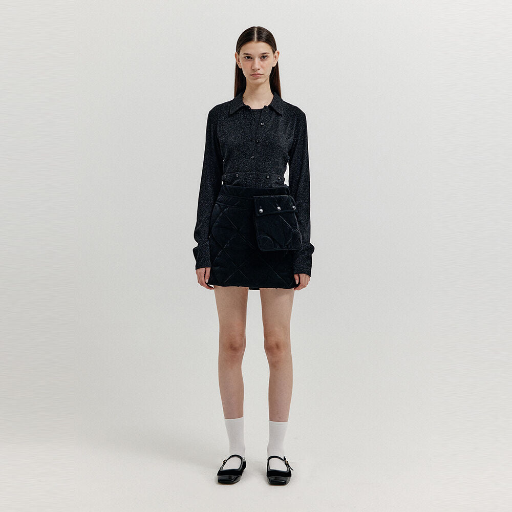 EENK EENK XOPO Quilted Pocket Mini Skirt - Black