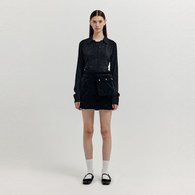 EENK XOPO Quilted Pocket Mini Skirt - Black