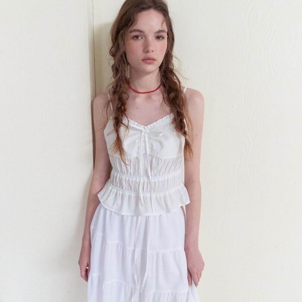 ETMON Smocked Cami Blouse, White