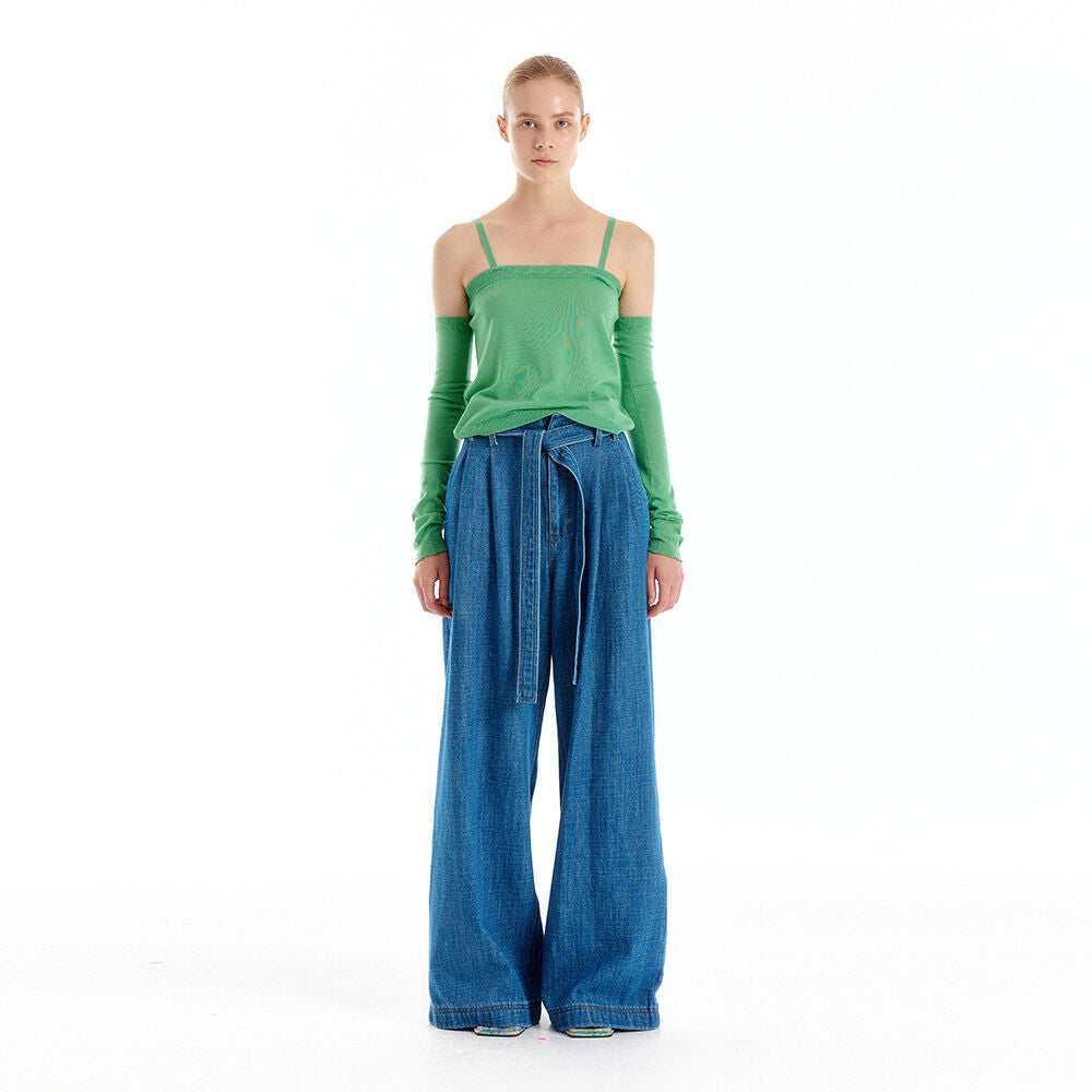 EENK UHAIO Two-Tuck Wide Denim Pants - Denim Blue
