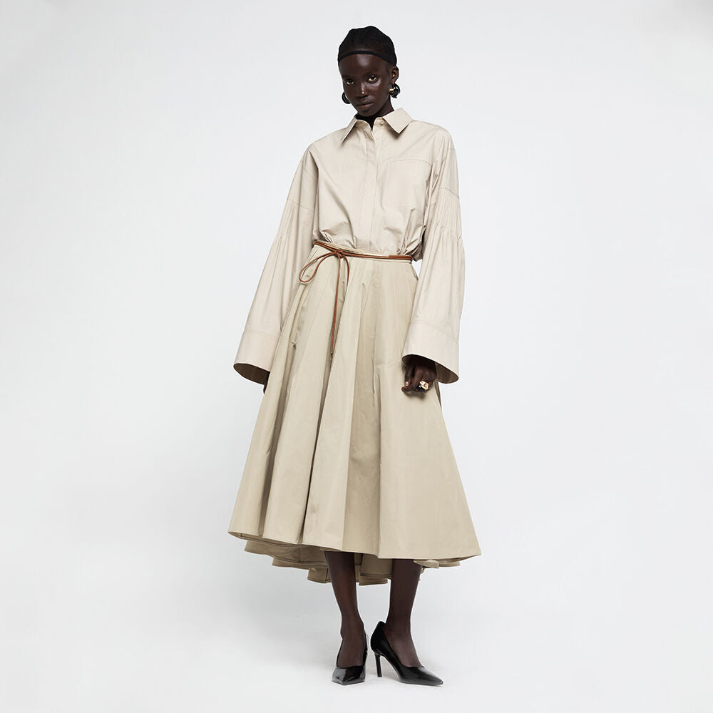 YCH PINTUCK OVERSIZE SHIRTS BEIGE (R25BL4011BE)