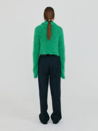 EENK ZIGGY Textured Collar Knit Cardigan - Green