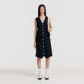 EENK [Lee Hyori wearing] YULIN Layered Vest Dress - Navy/Black