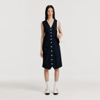 EENK [Lee Hyori wearing] YULIN Layered Vest Dress - Navy/Black