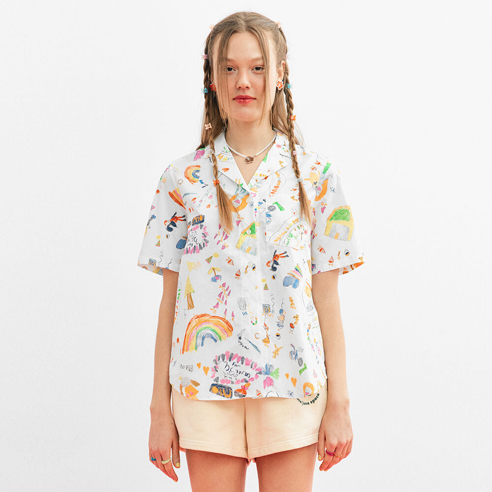 JUNEJUNE SPACE Painting Shirts_Ivory