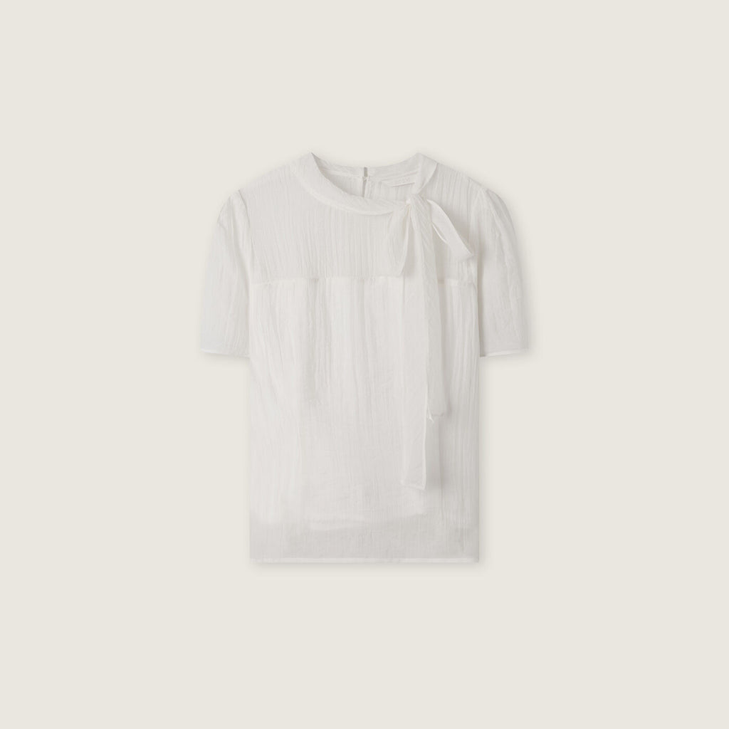 ROEM See-through ribbon tie blouse RMBLG26RT5
