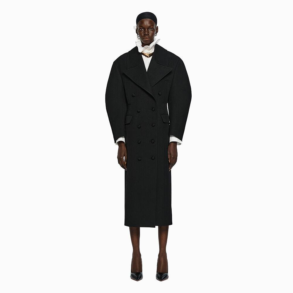 YCH DOUBLE-BREASTED LONG COAT BLACK (W24CT1051BK)