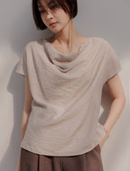 MEMUA Linen blend wave blouse (beige)