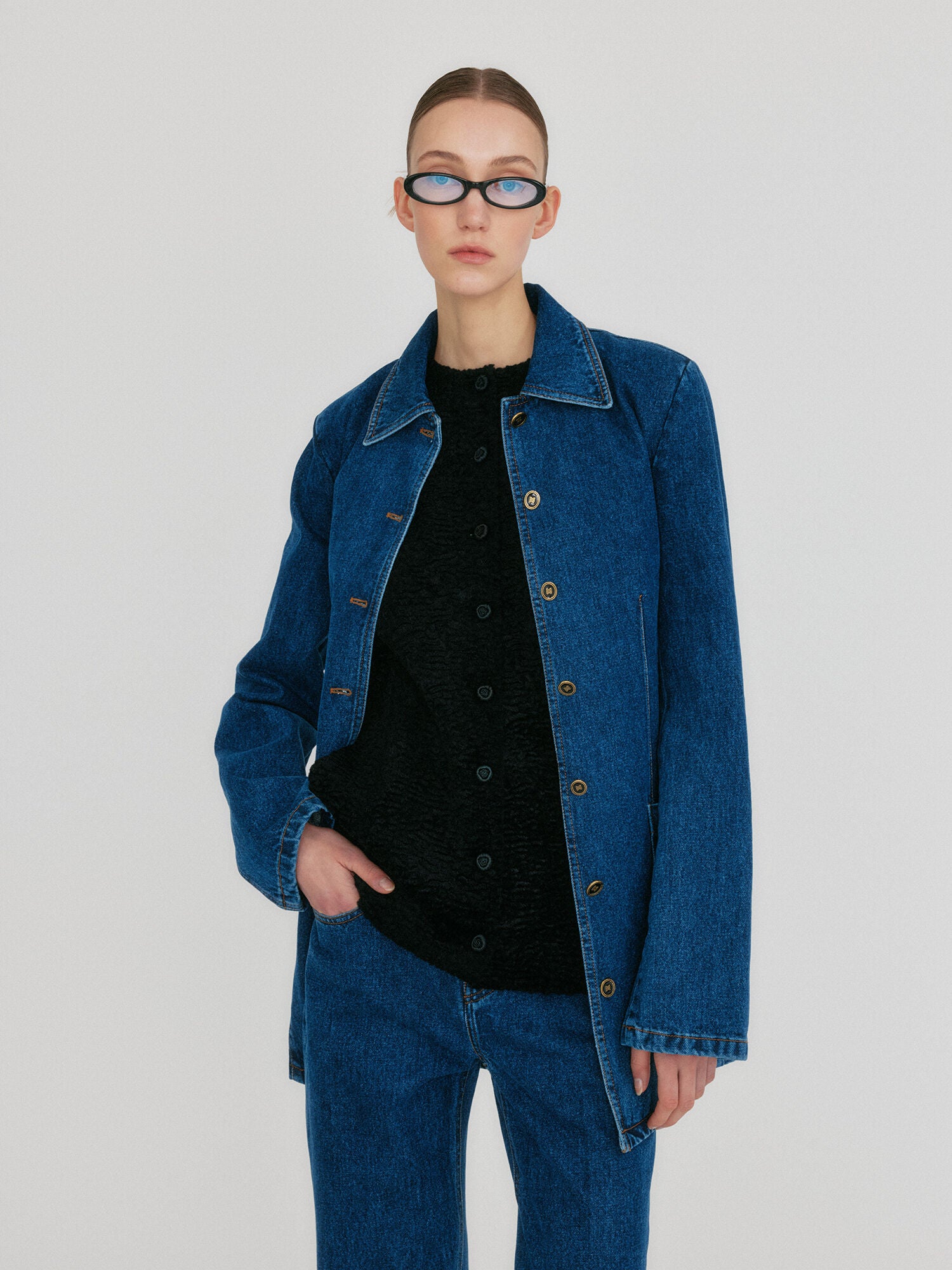 EENK ZUY Denim Utility Jacket - Blue