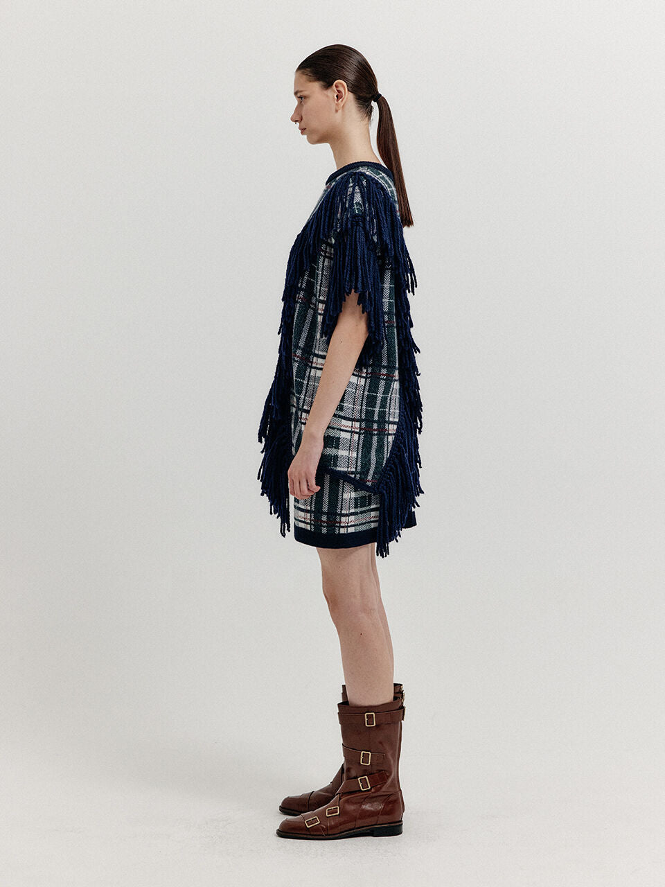 EENK EENK XRANGE Sleeveless Fringed Knit Top - Navy Multi