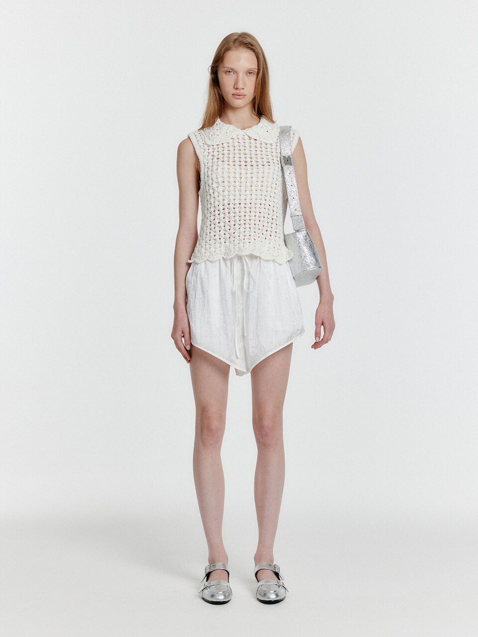 EENK [Wearing Eyelet Minju] YELT Cable Knit Collared Top - Ivory