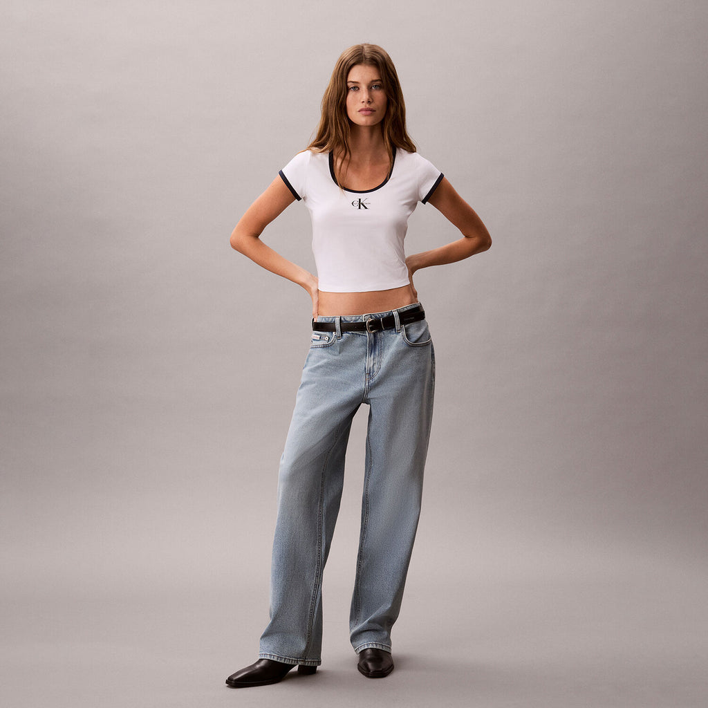 Calvin Klein Jeans [CK] Women’s Monologo Scoop Baby Short Sleeve T-Shirt 47G220G YAF