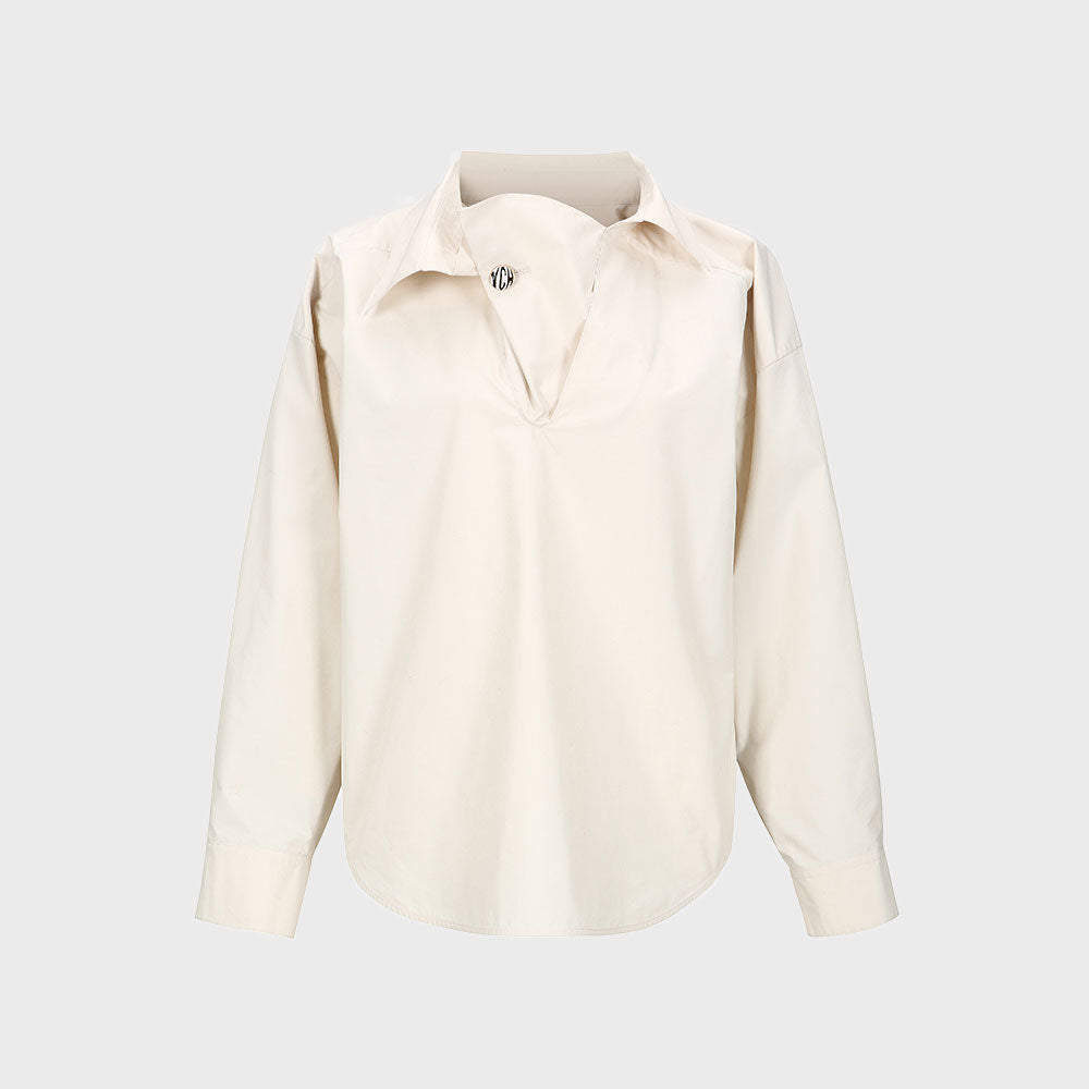 YCH SCARF-DETAILED SHIRT CREAM (W23BL303CR)