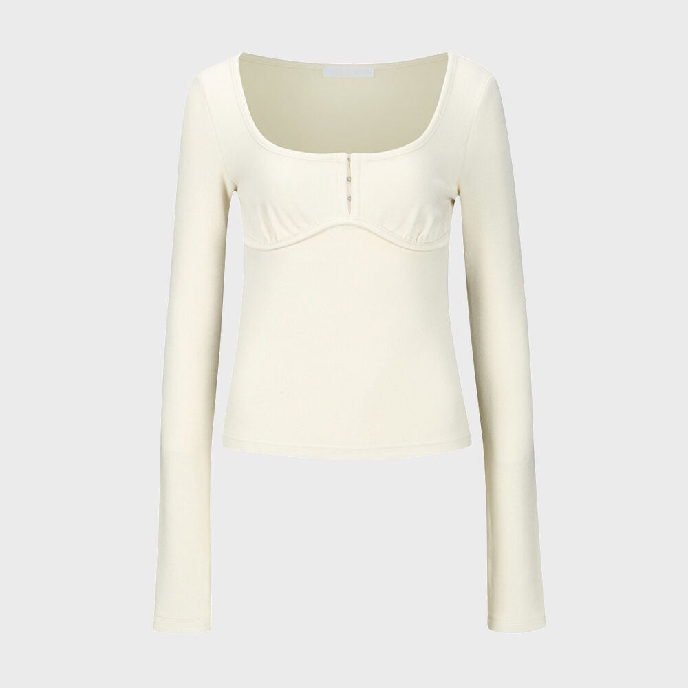 YCH LONG SLEEVE BUSTIER TOP CREAM (W24TS11031CR)
