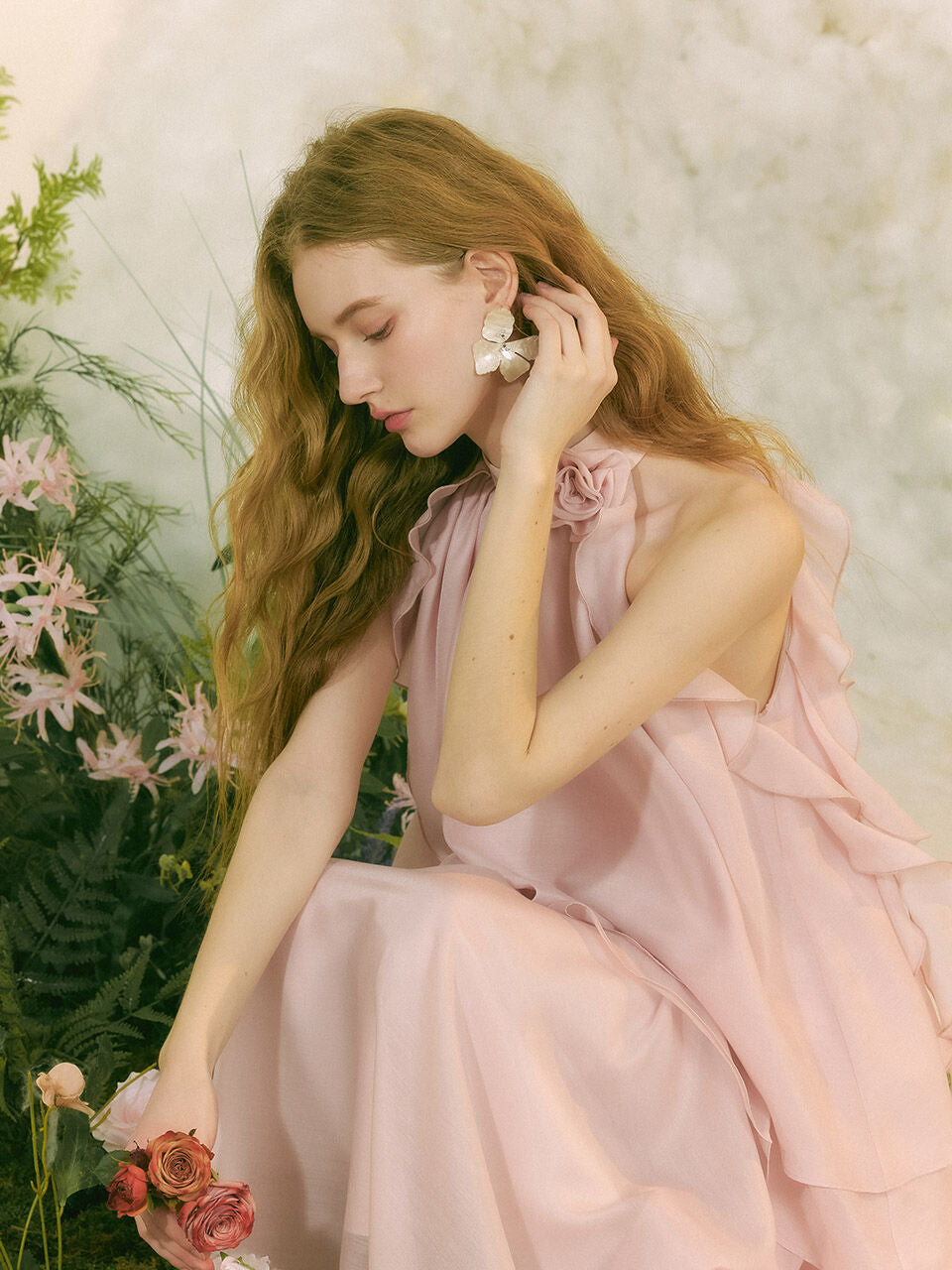 sincethen Peach pink halterneck blouse