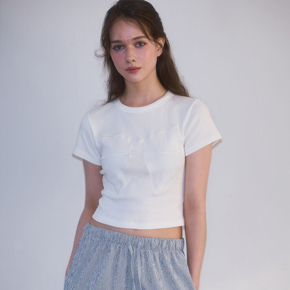 RoséFrantz Lace Ribbon T-shirt [White]