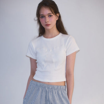 Lace Ribbon T-shirt [White]