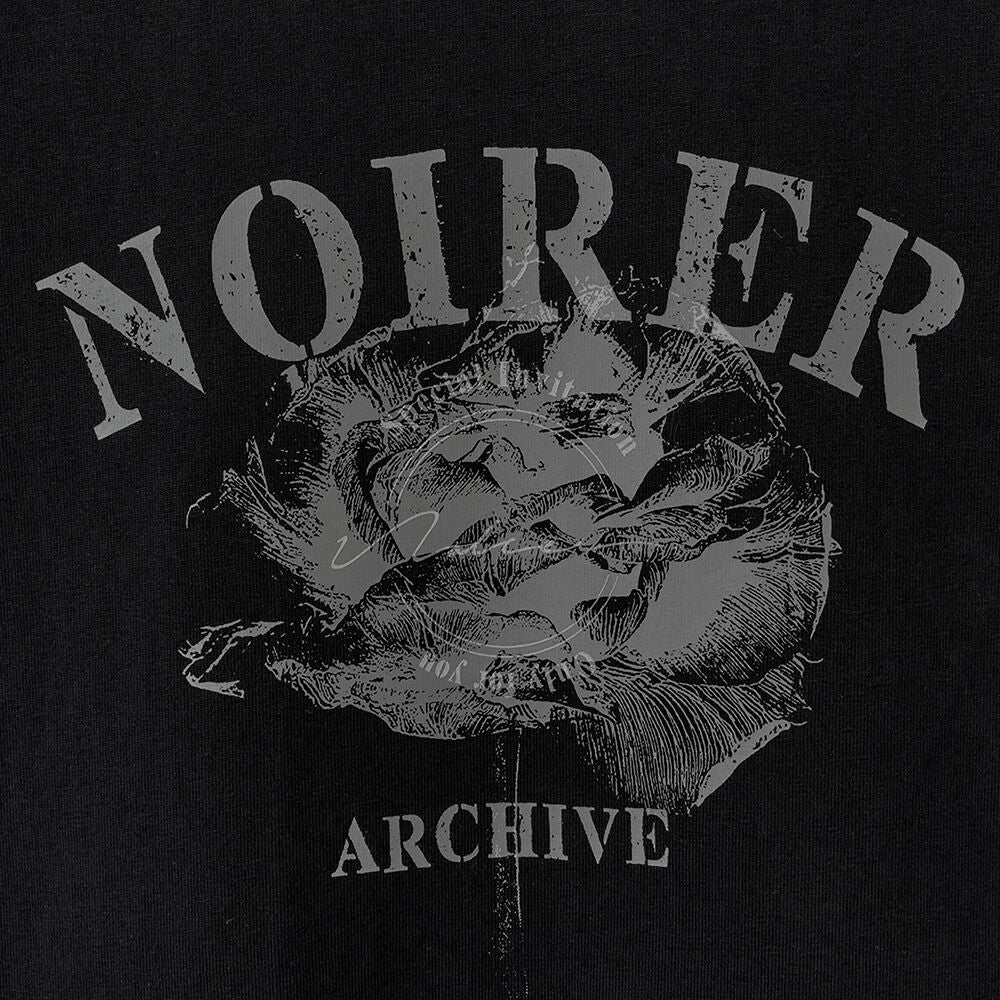 NOIRER FOR WOMEN Archive Print Crop T-Shirt (Black)