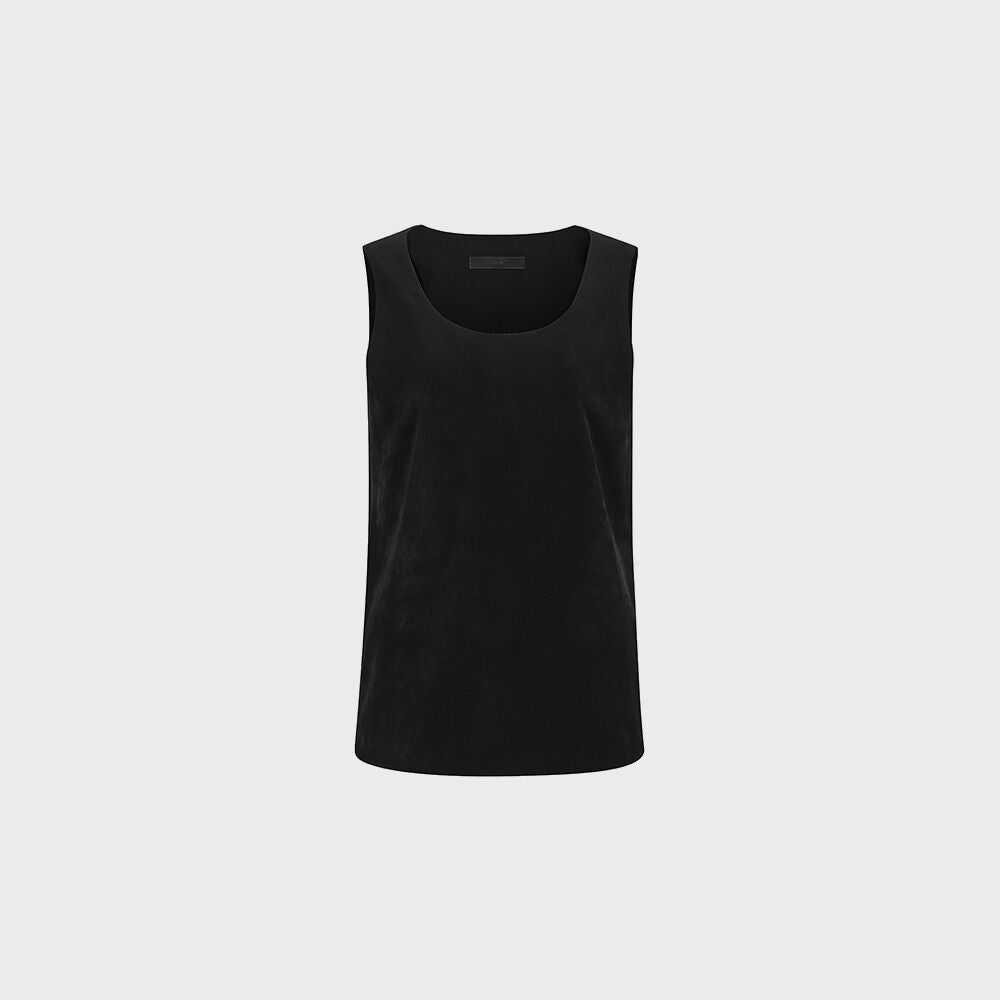 YCH VELVETED SLEEVELESS TOP BLACK (F24TO9081BK)