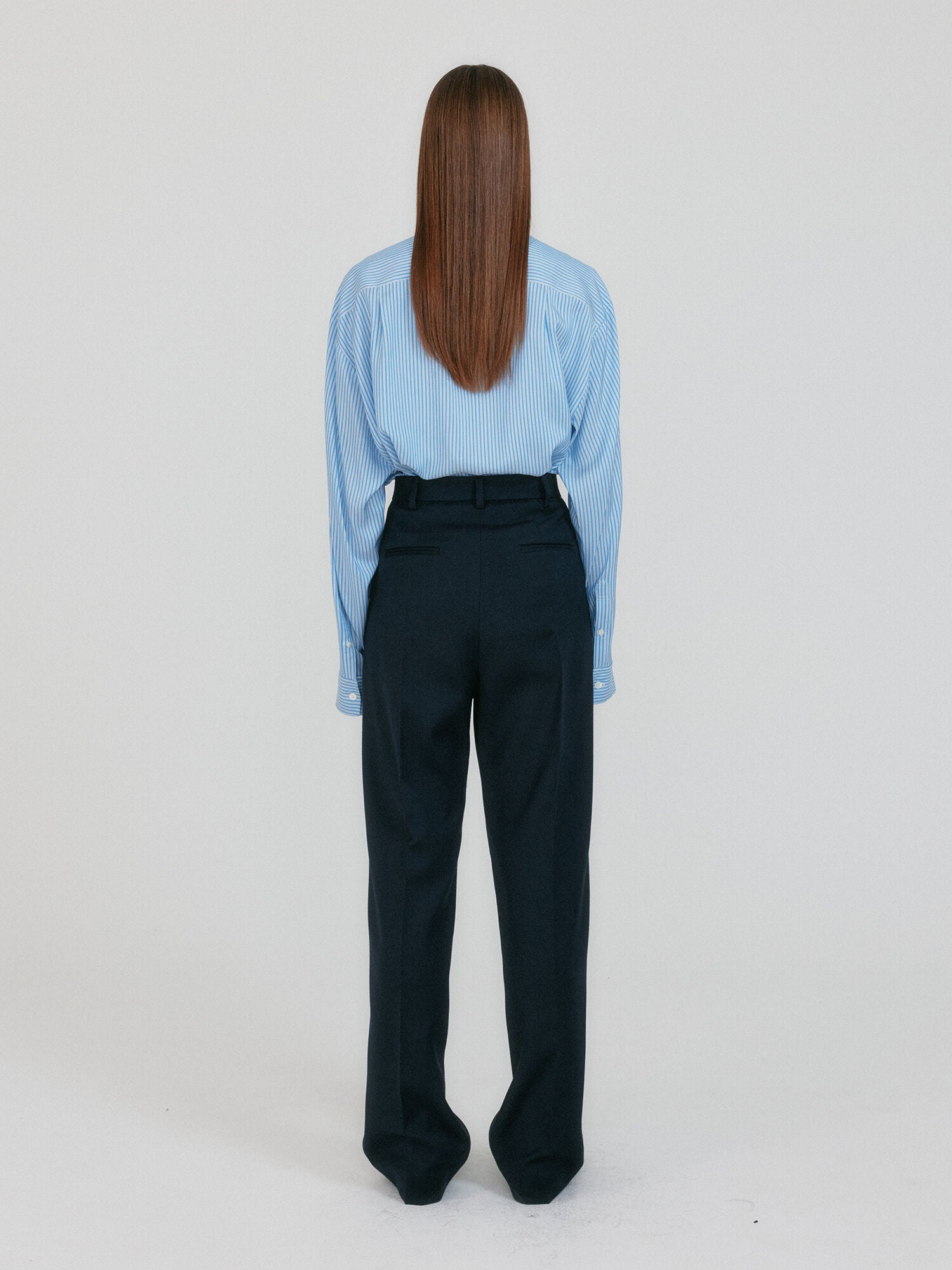 EENK ZANCY Oversized Shirt with Brooch - Sky Blue Stripe