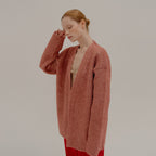 EENK EENK POBE Oversized Metallic Ribbed-knit Cardigan
