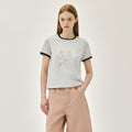 MARITHÉ+FRANҪOIS GIRBAUD W PARIS GRAPHIC RINGER TEE light heather gray