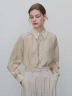 MOMET Arque Collar Shirt Blouse Olive