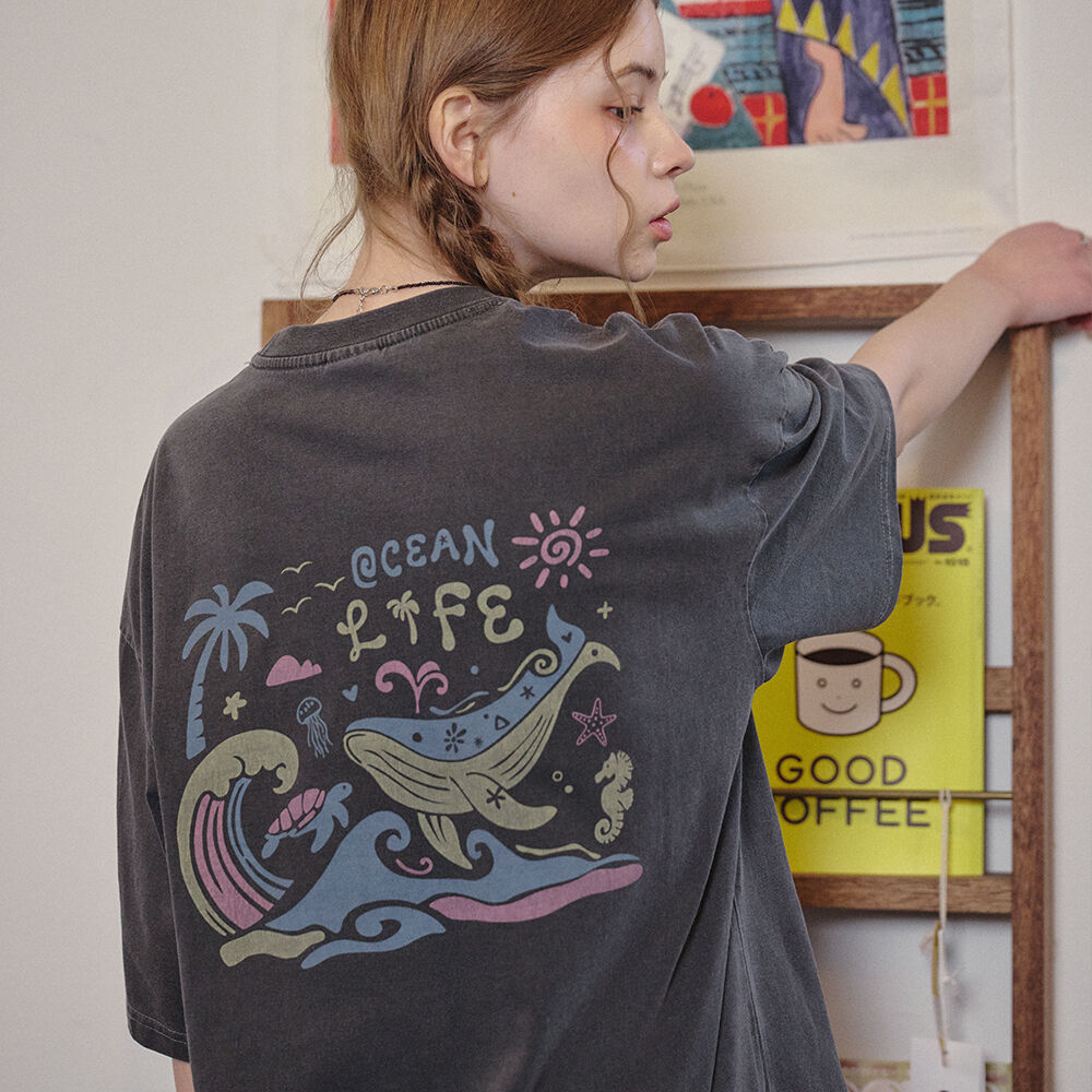 CPGN Blue wave pigment short sleeve t-shirt smoke black