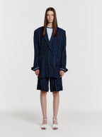 EENK YO Double-Breasted Jacket - Navy Stripe