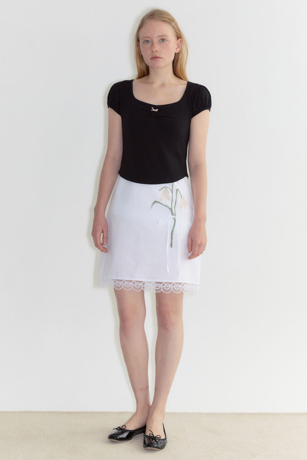 SINOON Round Shirring T-Shirt (Black)