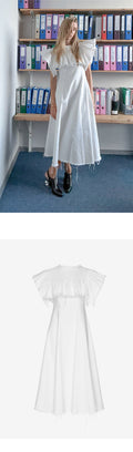 KSENIA SCHNAIDER (W) Ksenia Schneider Ruffle Denim Maxi Dress - White (KS2041SS23)