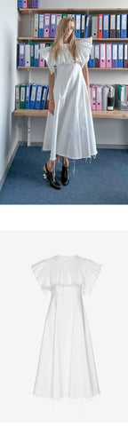 KSENIA SCHNAIDER (W) Ksenia Schneider Ruffle Denim Maxi Dress - White (KS2041SS23)