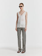 EENK YISSY Stripe Denim Pants - White