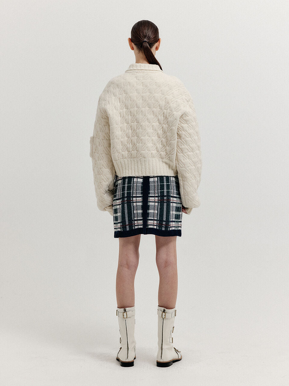 EENK EENK XELDA Textured Zip Cardigan - Ivory