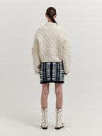 EENK EENK XELDA Textured Zip Cardigan - Ivory