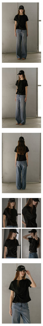 KNOWN BETTER Side tuck strap T-shirt [KNSS03TS10]_Black