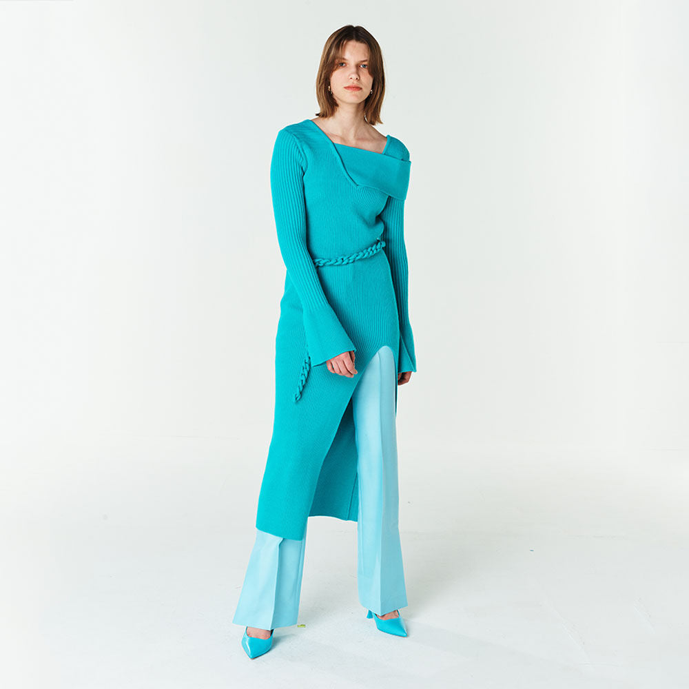 YCH RIBBED-KNIT DRESS MINT (F23KD808MT)